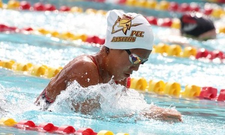 Lancer swimmer Carmen Ung had her hopes of winning a state title erased in 2020 with the shutdown of all California Community College Spring sports due to the Covid-19 health crisis. (Photo courtesy PCC Athletics)